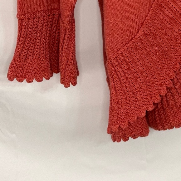 Nine West Salmon Pink Front Tie Scalloped Edge Cardigan Sweater 2X (20W/22W) - Picture 10 of 16